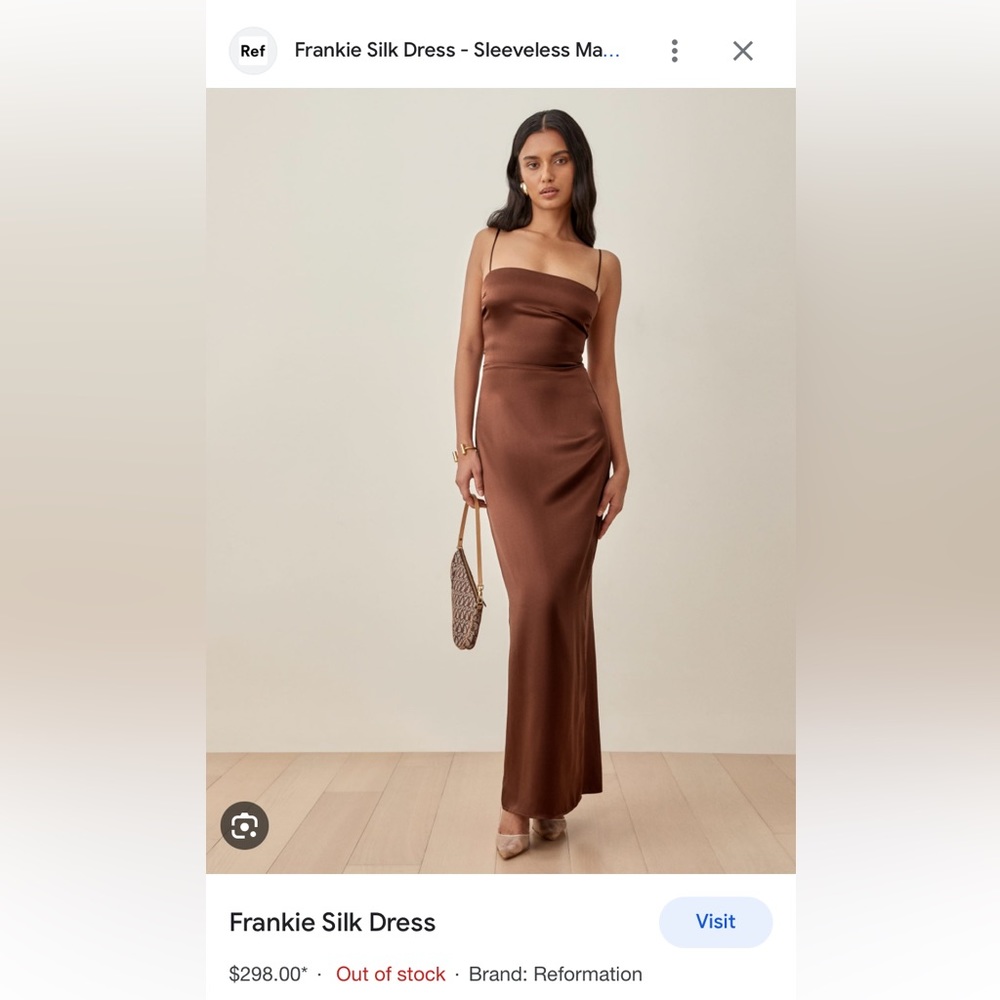 Never worn Reformation brown silk dress
